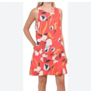 Sigrid Olsen 100% linen floral dress w/ pockets size M tent sleeveless colorful